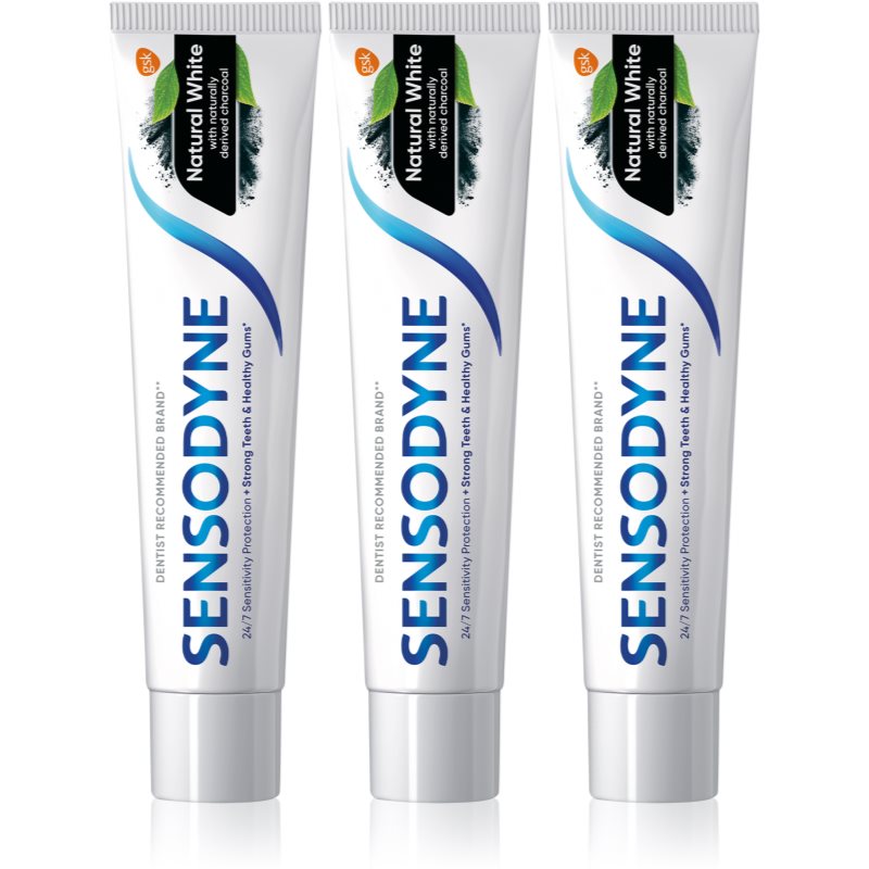 Sensodyne Natural White přírodní zubní pasta s fluoridem 3x75