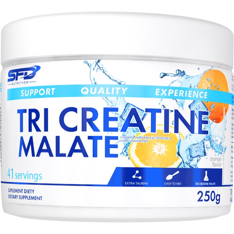 SFD Nutrition Tri Creatine Malate podpora sportovního výkonu a regenerace příchuť Orange 250 g