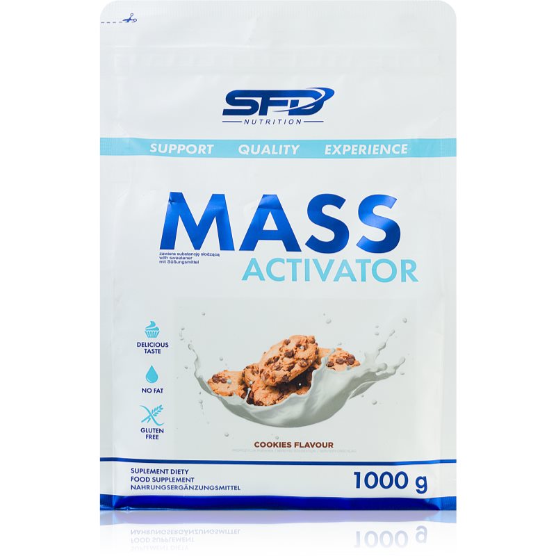 SFD Nutrition Mass Activator podpora tvorby svalovej hmoty príchuť Cookies 1000 g
