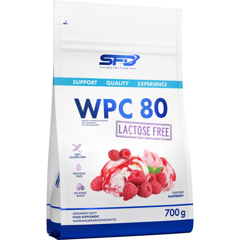 SFD Nutrition WPC 80 Lactose Free srvátkový proteín bez laktózy príchuť Raspberry 700 g