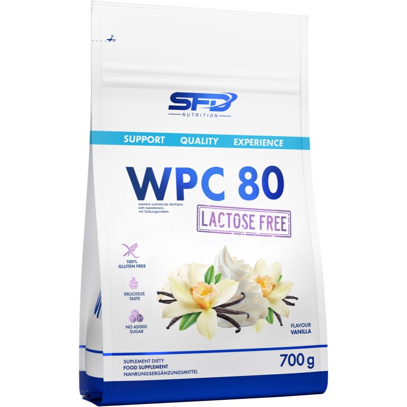 SFD Nutrition WPC 80 Lactose Free srvátkový proteín bez laktózy príchuť Vanilla 700 g