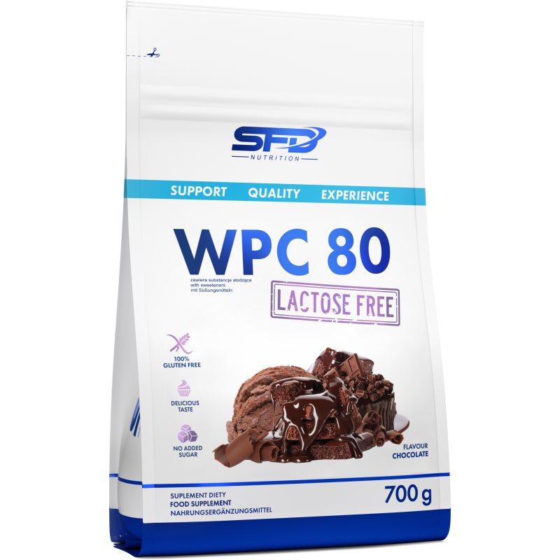 SFD Nutrition WPC 80 Lactose Free srvátkový proteín bez laktózy príchuť Chocolate 700 g