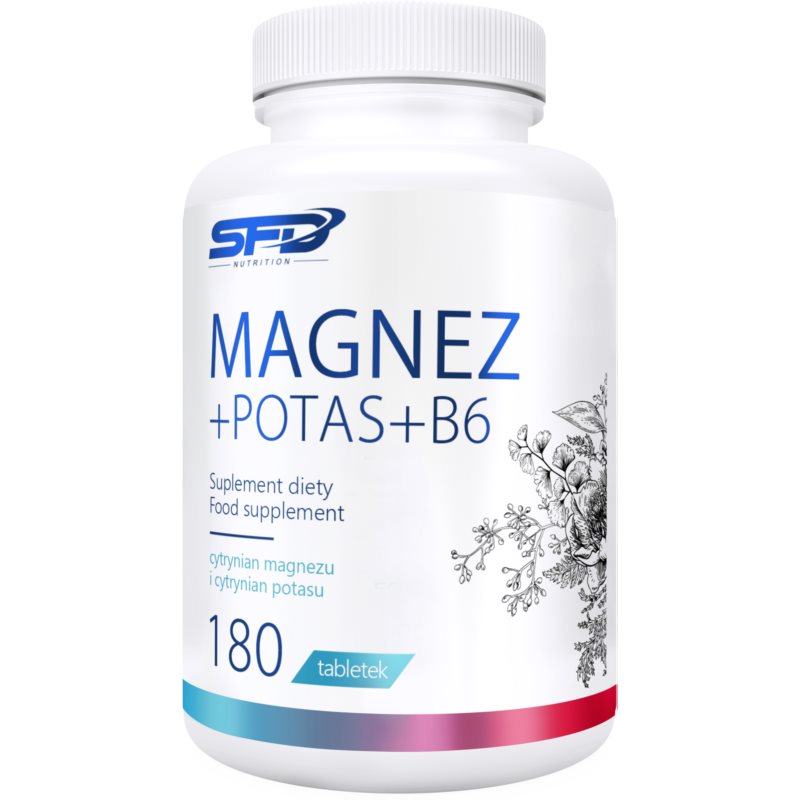 SFD Nutrition Magnesium + Potassium + B6 tablety na podporu činnosti nervovej sústavy 180 tbl