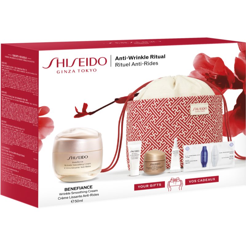 Shiseido Benefiance Wrinkle Smoothing Cream Pouch Set Geschenkset für reife Haut