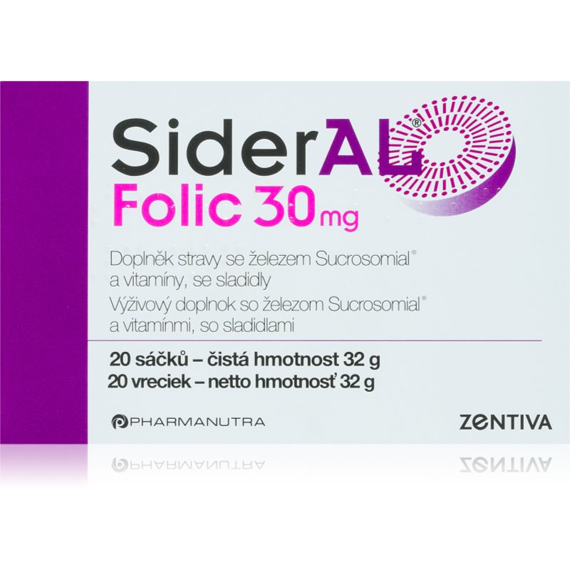 SiderAL Folic vrecúška s obsahom železa 20 ks