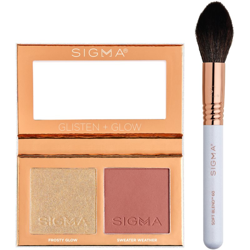Sigma Beauty Glisten + Glow Cheek Duo lícenka s rozjasňovačom so štetčekom 128,2 g