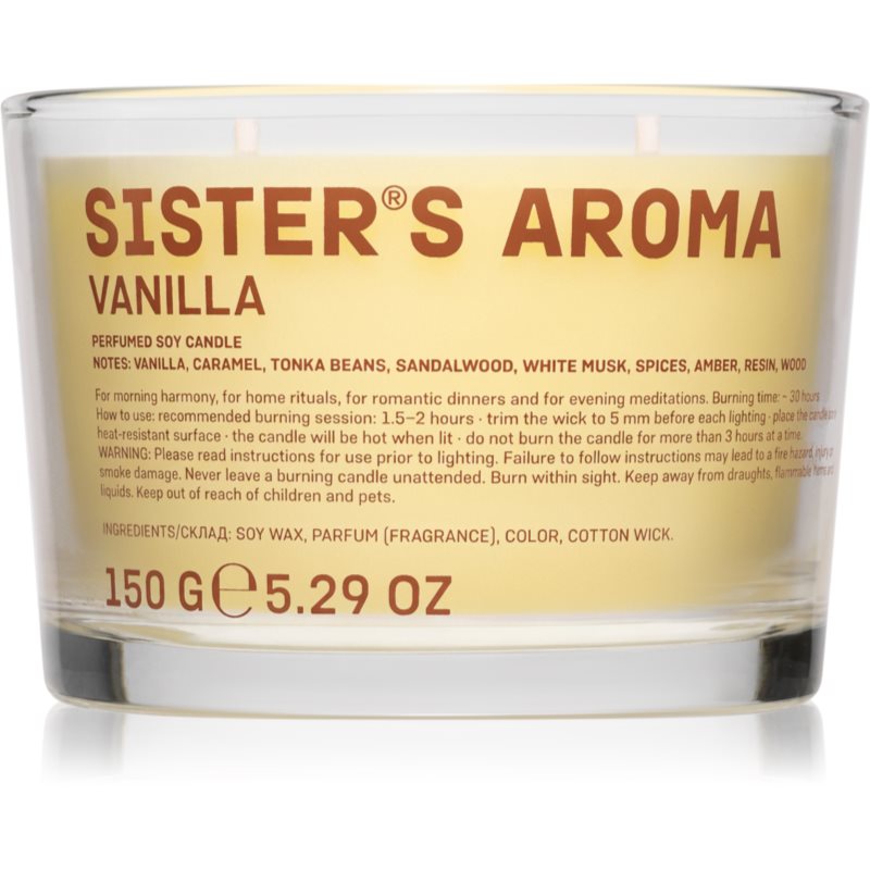 Sister's Aroma Candle Vanilla candela profumata 150 g