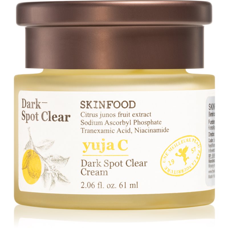 Skinfood Yuja C Dark-Spot Clear atspalvį koreguojantis kremas pigmentinių dėmių korekcijai 61 ml