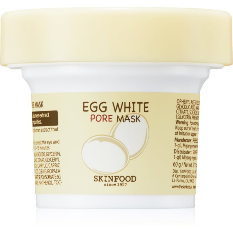 Skinfood Egg White Pore Control riebalų išsiskyrimą kontroliuojanti ir poras sutraukianti valomoji kaukė 125 g