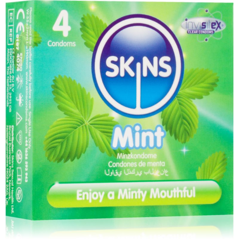 Skins Mint Préservatifs 4 Pcs