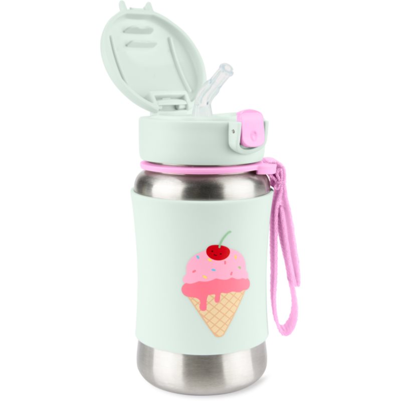 Skip Hop Spark Style Straw Bottle Stainless Steel Water Bottle With Straw Ice Cream 12 M+ 350 Ml