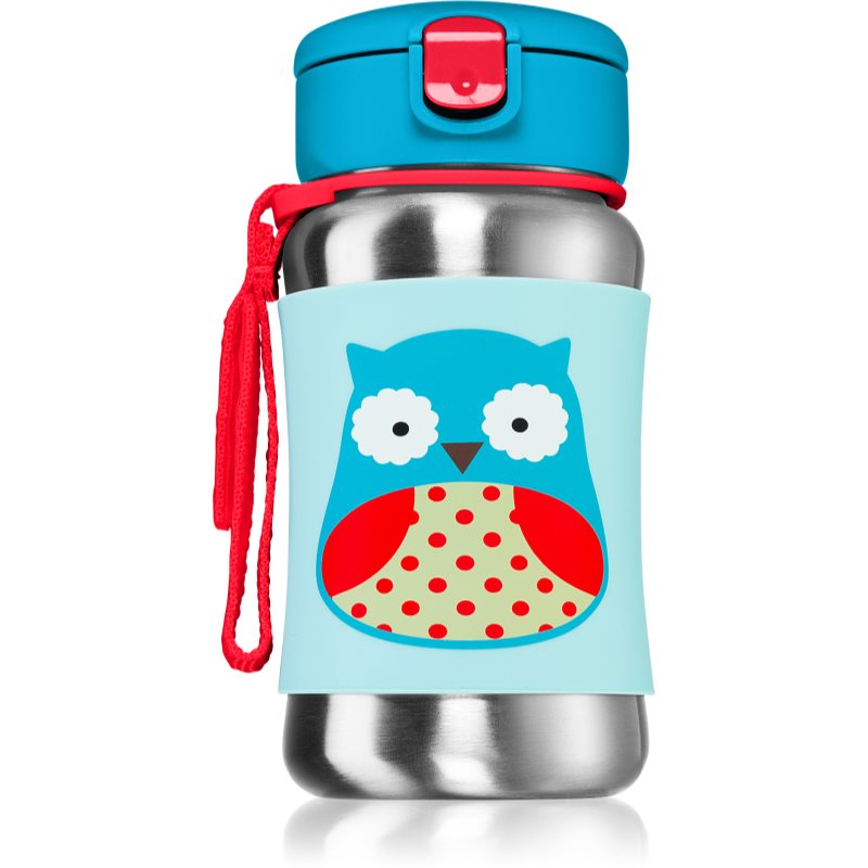 E-shop Skip Hop Zoo Straw Bottle nerezová láhev na vodu s brčkem Owl 12 m+ 350 ml