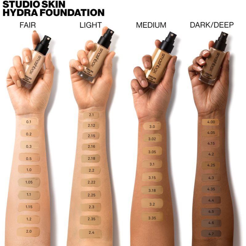 Smashbox Studio Skin 24 Hour Wear Hydrating Foundation Fond De Teint Hydratant Teinte 4.5 Very Deep With Warm Undertone 30 Ml