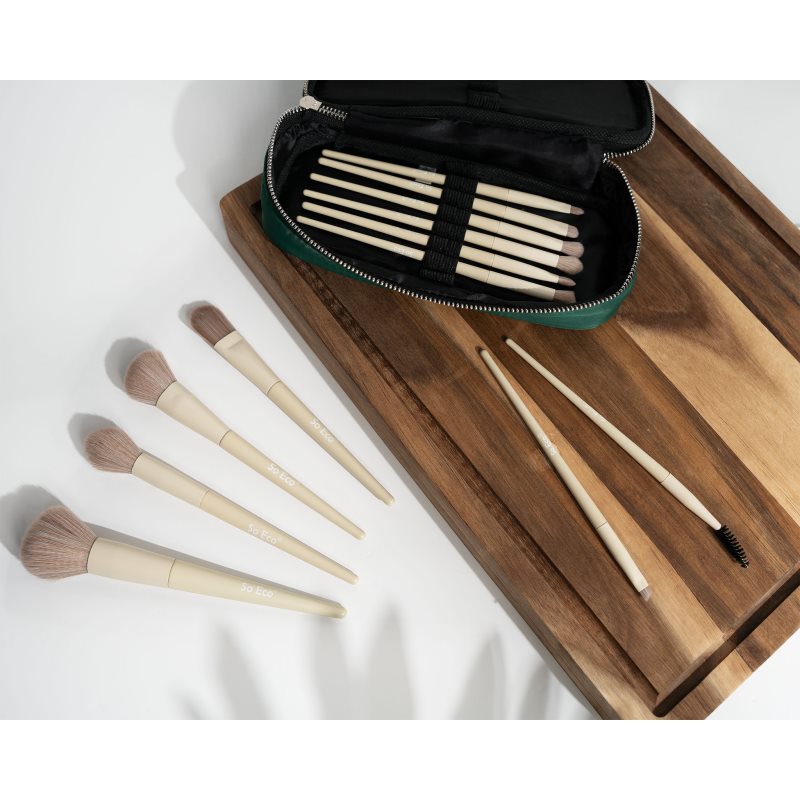 So Eco Flawless 12 Piece Brush & Bag Set Complexion Sponge brush set with a pouch