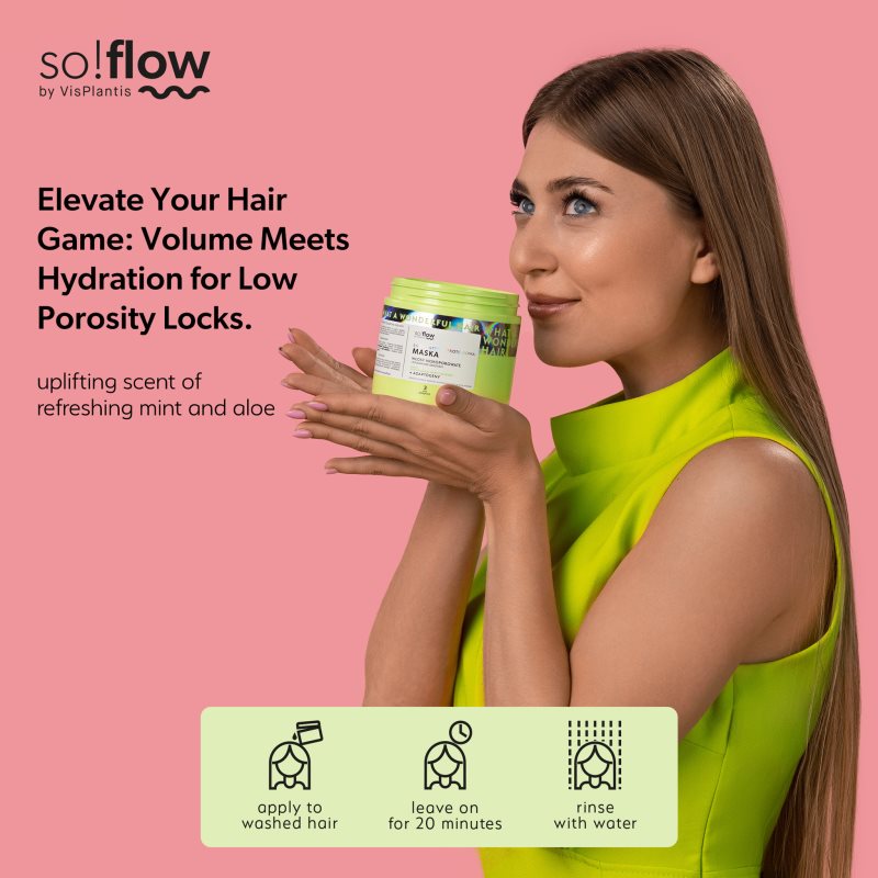 so!flow Low Porosity Hair Protein-Emollient Mask maska pro vlasy bez objemu 400 ml (obrázek 5)