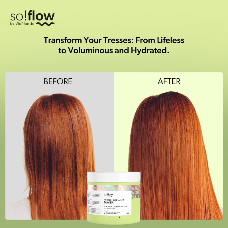so!flow Low Porosity Hair Protein-Emollient Mask maska pro vlasy bez objemu 400 ml (obrázek 7)