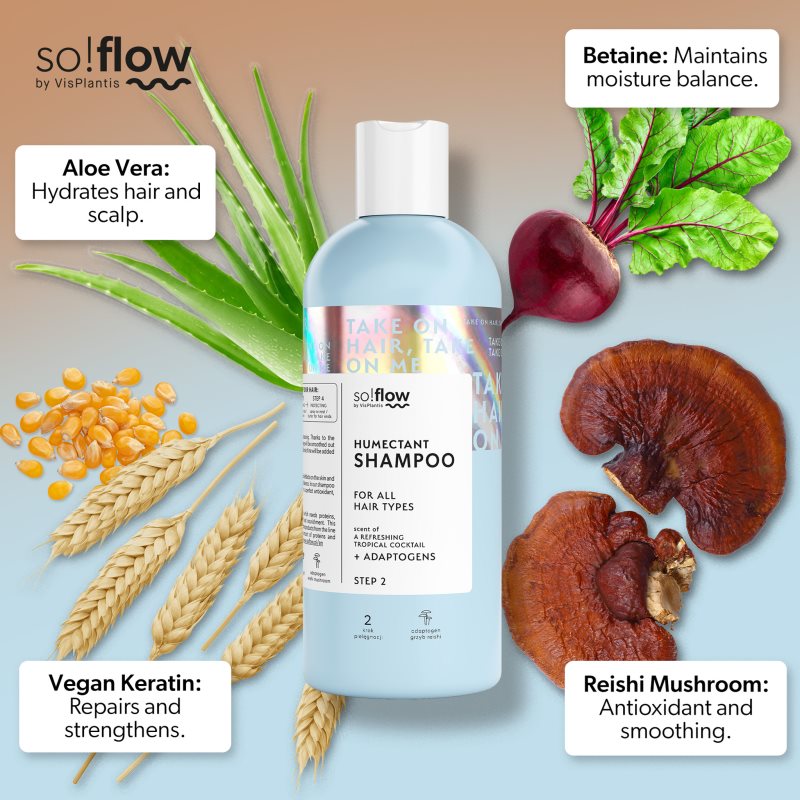 so!flow Humectant Shampoo for All Hair Types hydratační šampon pro všechny typy vlasů 400 ml (obrázek 5)
