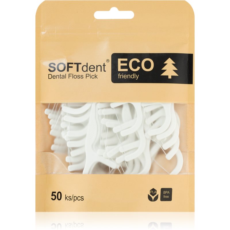 SOFTdent ECO Dental Floss Pick Tandpetare med tandtråd 50 st. unisex