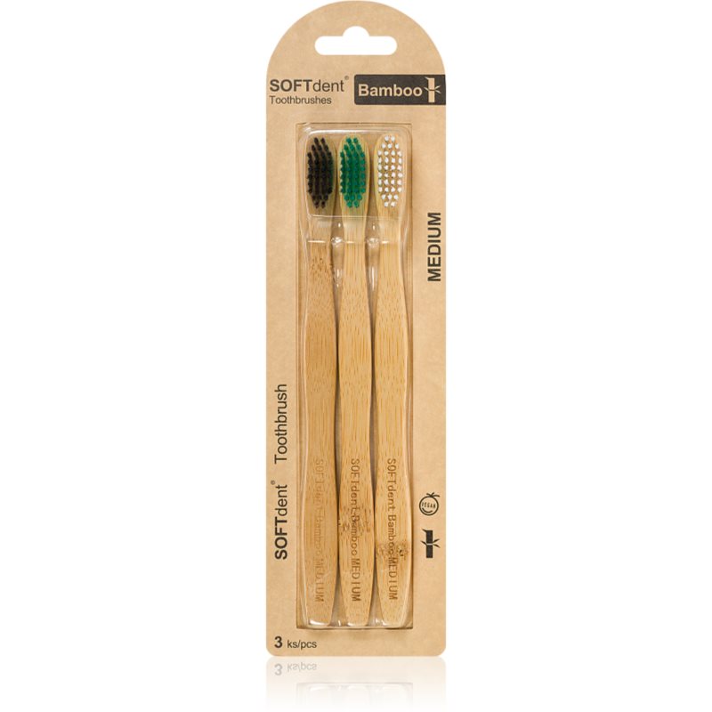 SOFTdent Bamboo Medium - 3 Pack зубна щітка бамбукова 3 кс