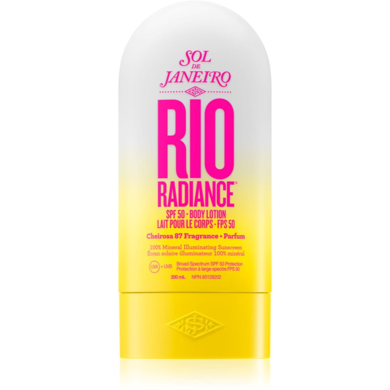Sol de Janeiro Rio Radiance lapte hidratant, cu efect de iluminare protectia pielii SPF 50 200 ml