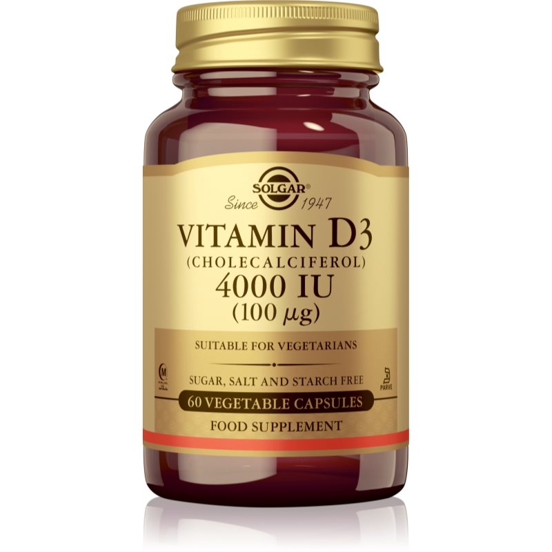 Solgar Vitamin D3 4000 IU kapsuly pre normálnu funkciu imunitného systému, stavu kostí a činnosť svalov 60 cps