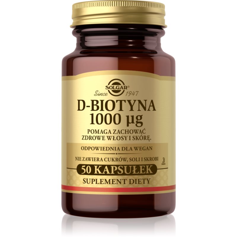 Solgar D-biotyna 1000 mcg kapsułki na piękne włosy i skórę 50 caps.