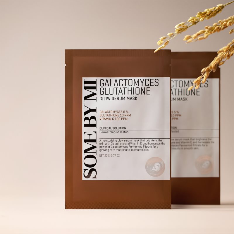 Some By Mi Galactomyces Glutathione Glow Serum Mask освітлювальна косметична марлева маска для чутливої сухої шкіри 22 гр