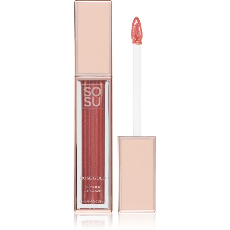 SOSU Cosmetics Shimmer Lip Glaze Hydratisierendes Lipgloss glitzernd Farbton Rose Gold 6 ml