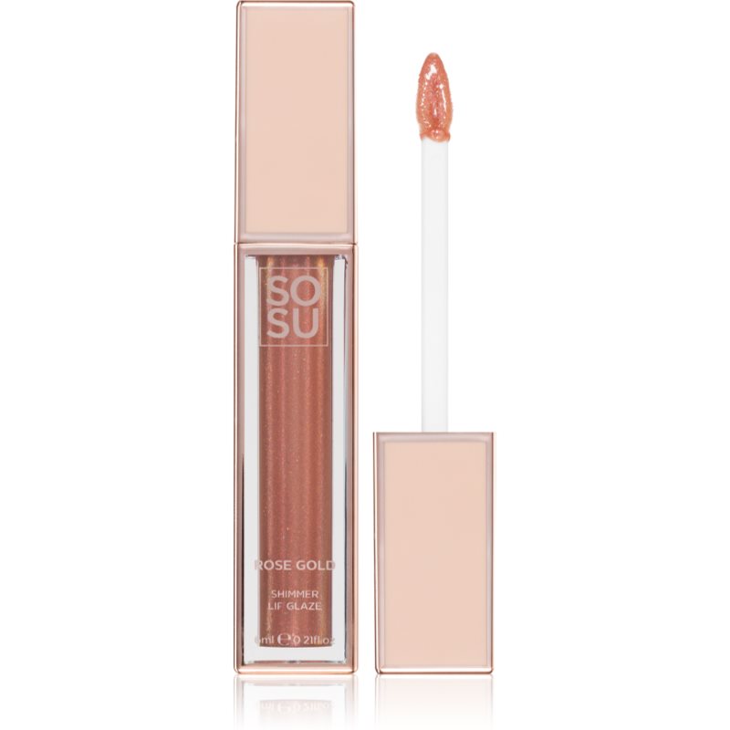 SOSU Cosmetics Shimmer Lip Glaze hydratačný lesk na pery trblietavý odtieň Golden 6 ml