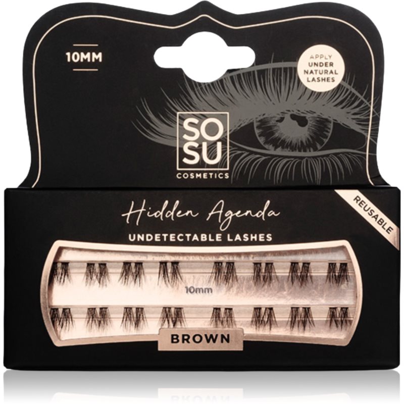 SOSU Cosmetics Hidden Agenda Undetectable Lashes trsové nalepovacie mihalnice bez uzlíka 10mm Brown 16 ks