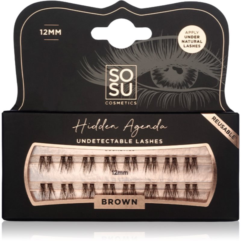 SOSU Cosmetics Hidden Agenda Undetectable Lashes šopaste lepilne trepalnice brez vozlička 12 mm Brown 16 kos