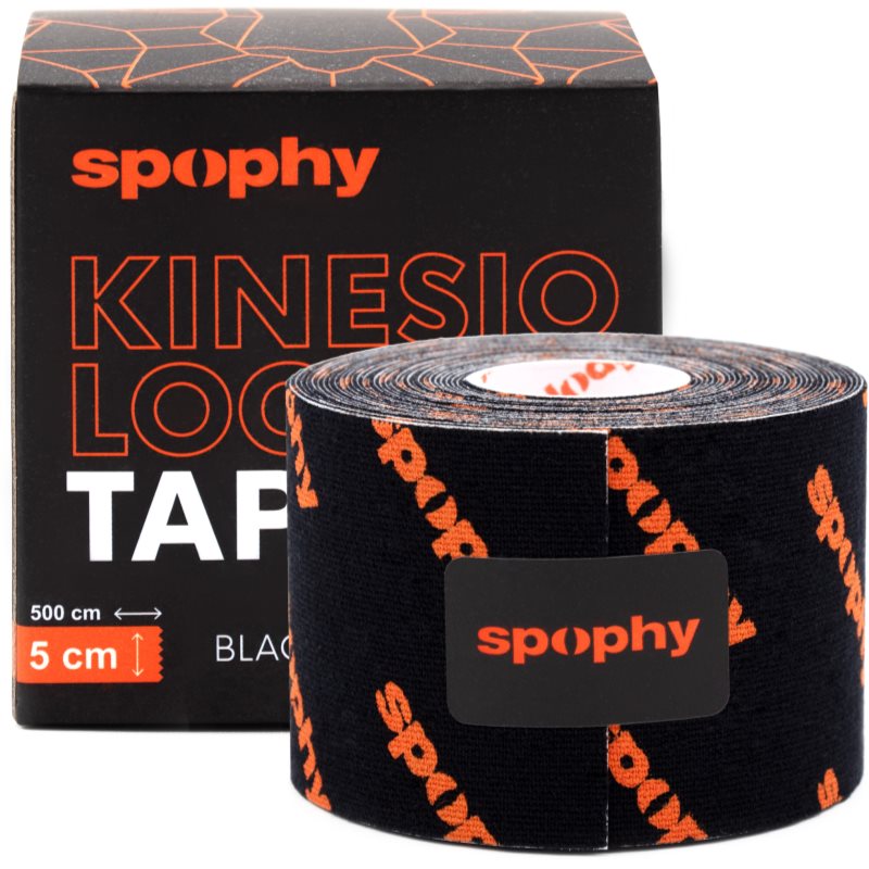 Spophy Kinesiology Tape еластична стрічка для м’язів, суглобів і сухожиль колір Black, 5 Cm X 5 M 1 кс