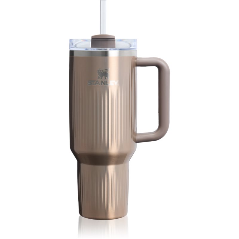 Stanley Quencher H2.O Fluted Tumbler Edelstahlbecher mit Strohhalm groß Pale Gold Shine 1180 ml