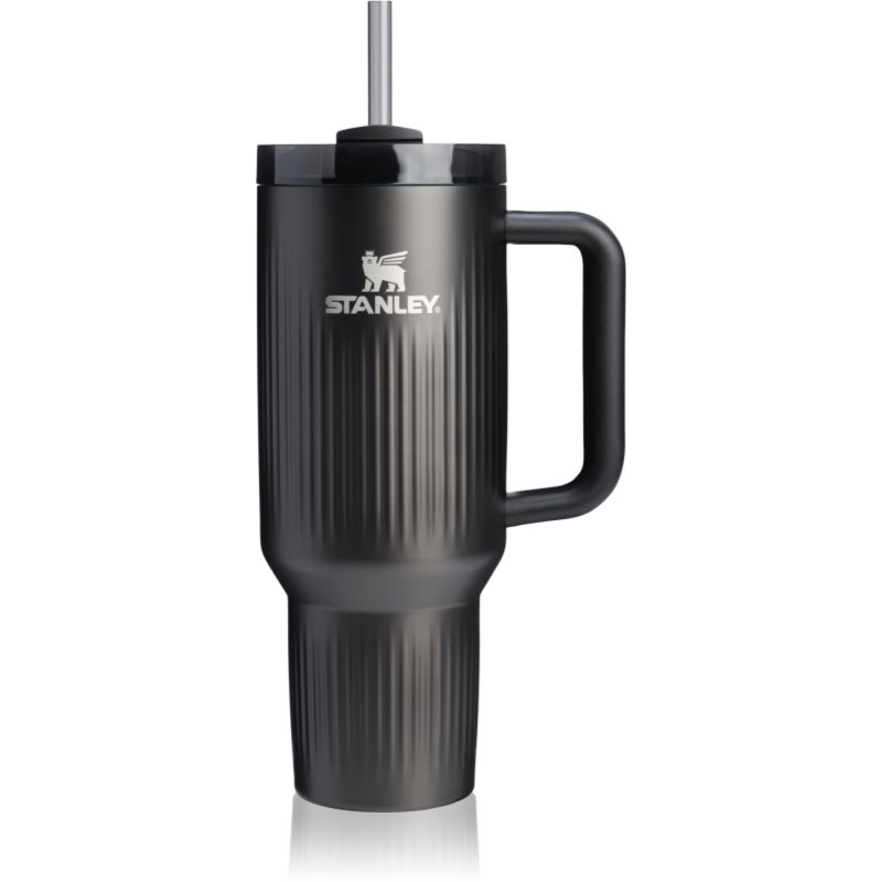 Stanley Quencher H2.O Fluted Tumbler ποτήρι από ανοξείδωτο ατσάλι με καλαμάκι μεγάλο Black PVD 1180 ml