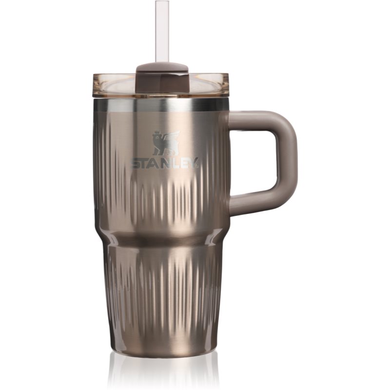 Stanley Quencher H2.O Fluted Tumbler Edelstahlbecher mit Trinkhalm klein Pale Gold Shine 590 ml