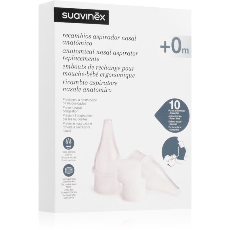Suavinex Anatomical Nasal Aspirator Replacements nadomestni nastavki za nosni aspirator 12 kos