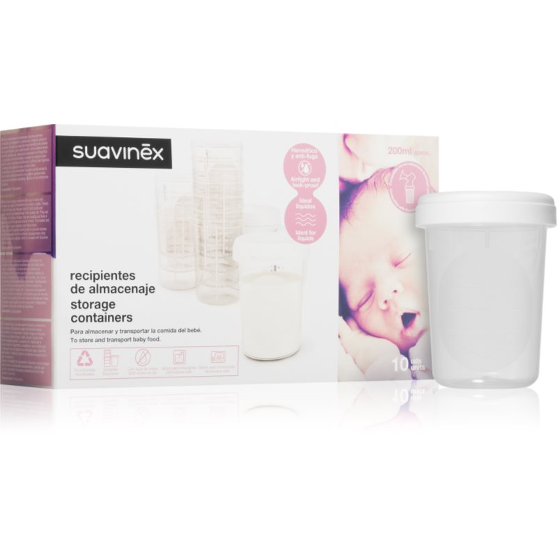 Suavinex Suavinex Storage Containers Bacs De Stockage De Nourriture 10x200 Ml