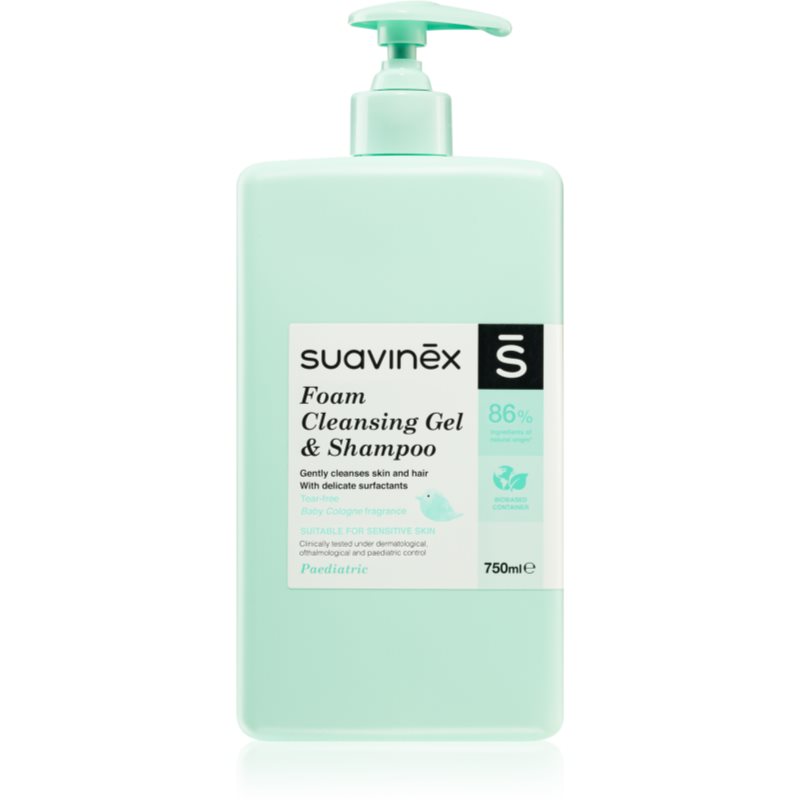 Suavinex Foam Cleansing Gel & Shampoo Skumschampo för barn från födseln Baby Cologne 750 ml unisex