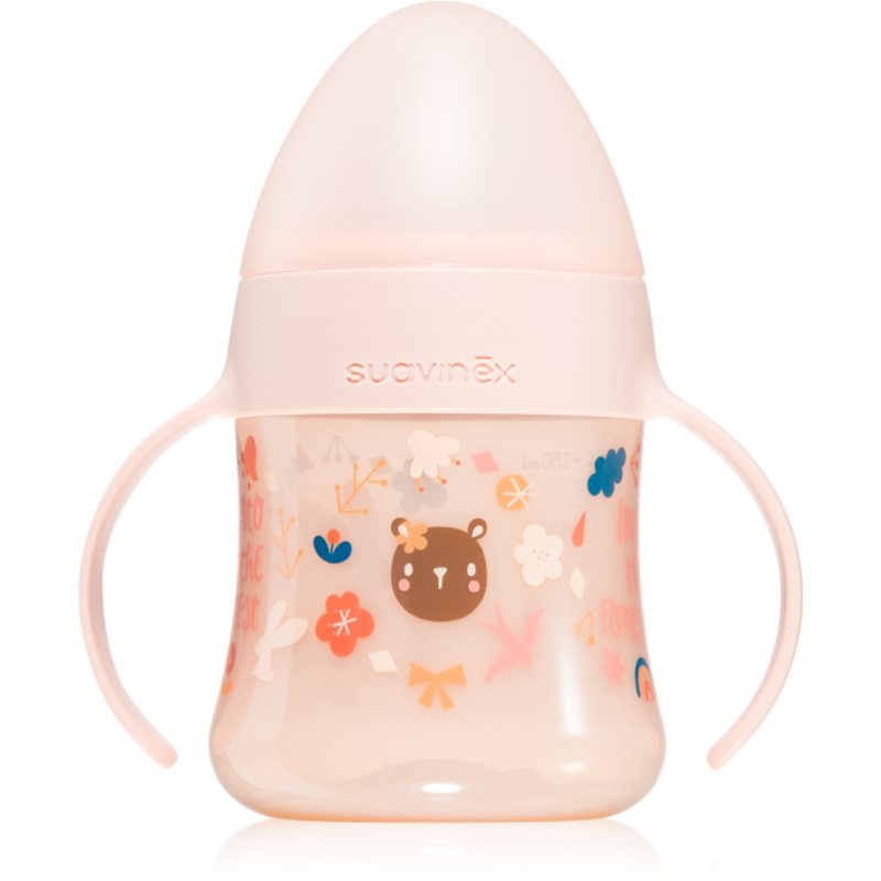 E-shop Suavinex Forest First dětská láhev s držadly 4 m+ Pink 150 ml