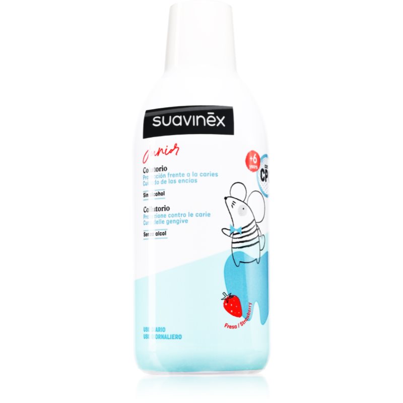 Suavinex Junior 6 y+ ústní voda pro děti příchuť Strawberry 500 ml