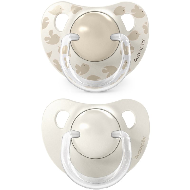 Suavinex Birdies Anatomical Silicone 6-18m dudlík Cream 2 ks