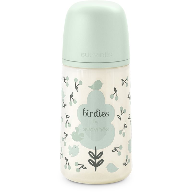 Suavinex Birdies Anticolic Baby Bottle dojčenská fľaša Green 270 ml