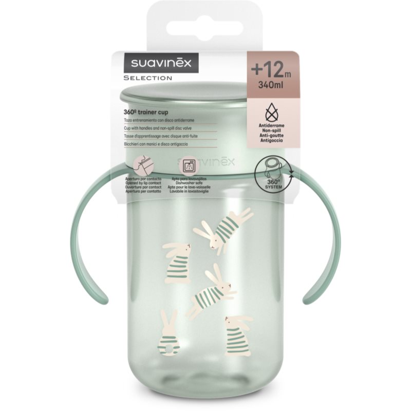 Suavinex Wonderland 360° Trainer Cup Trainingsbecher mit Griffen 12 m+ Green 340 ml (Bild 3)