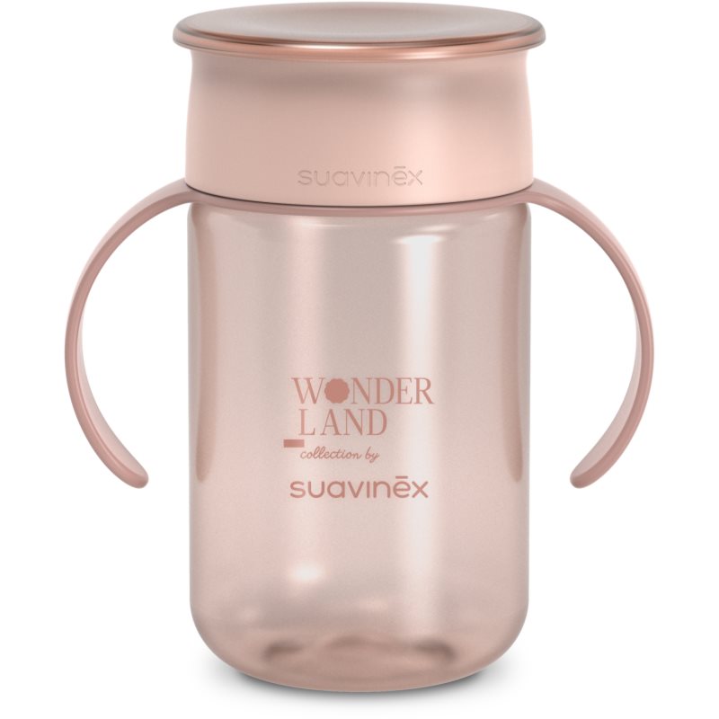 Suavinex Wonderland 360° Trainer Cup šalica za učenje pijenja s ručkama Pink 12m  340 ml