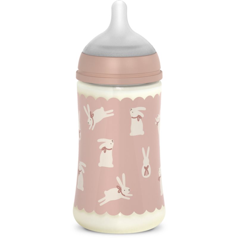Suavinex Wonderland SX Pro Physiological Anti-Colic dojčenská fľaša M Medium Flow 3 m  Pink Bunny 270 ml