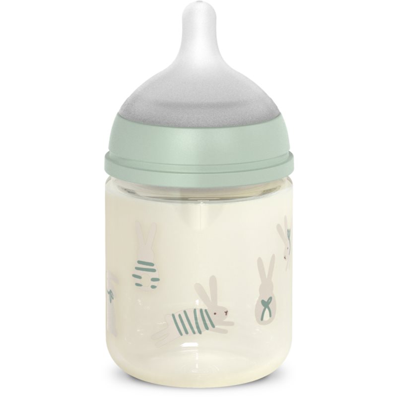 Suavinex Wonderland SX Pro Physiological Anti-Colic Glass sklenená dojčenská fľaša  0 SF Green Bunny 120 ml