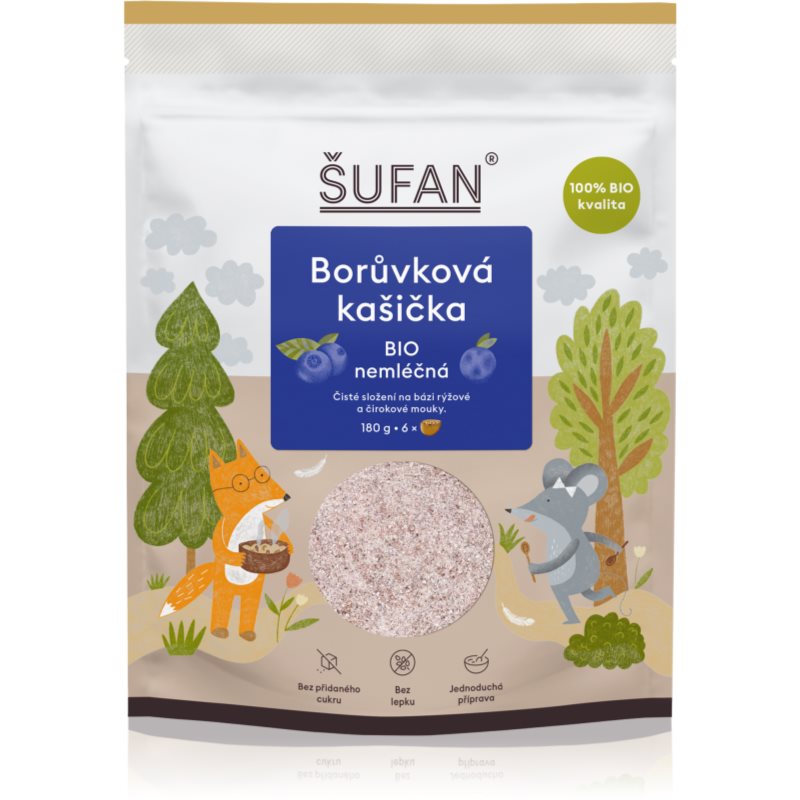 Šufan Borůvková kašička BIO nemliečna ryžová kaša pre deti príchuť Blueberry 180 g