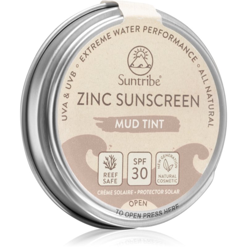 Suntribe Zinc Sunscreen mineralisierende schützende Creme für das Gesicht und Körper SPF 30 Mud Tint 45 g
