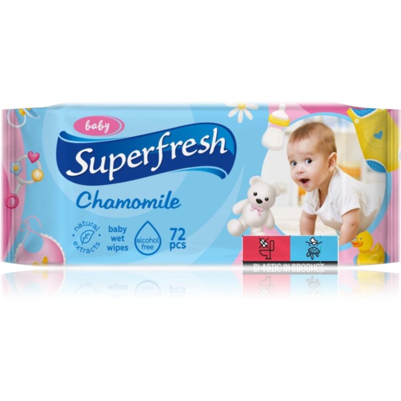 Superfresh Baby Chamomile dětské jemné vlhčené ubrousky pro citlivou pokožku 72 ks