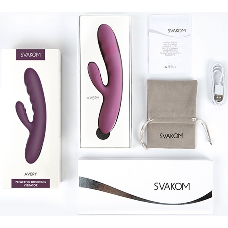 Svakom Avery Powerful Thrusting вібратор зі стимулятором клітора Lilac 19.5 см